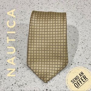 Nautica Accessories - Nautica Geometric Gold Silk Designer Tie EUC 3 1/2 Nautica Accessories - Nautica Geometric Gold Silk Designer Tie EUC 3 1/2